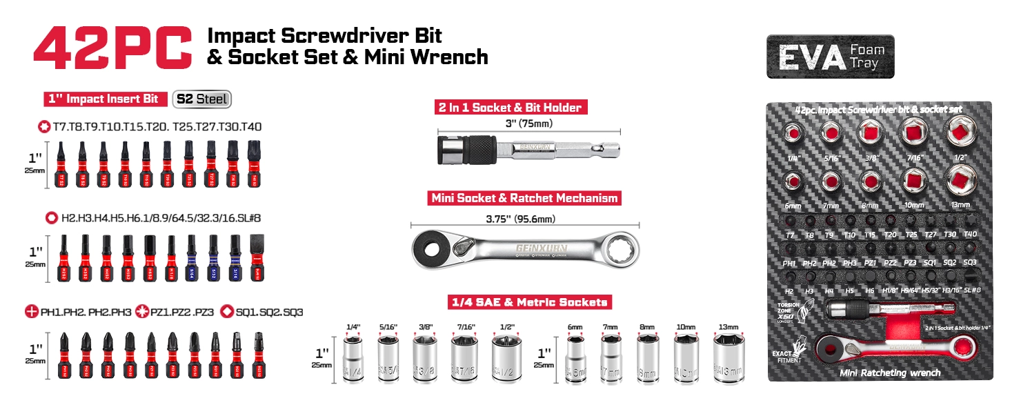  Extended Lifespan Screwdriver Bit EVA Foam Tool Storage Set for the carpenter
