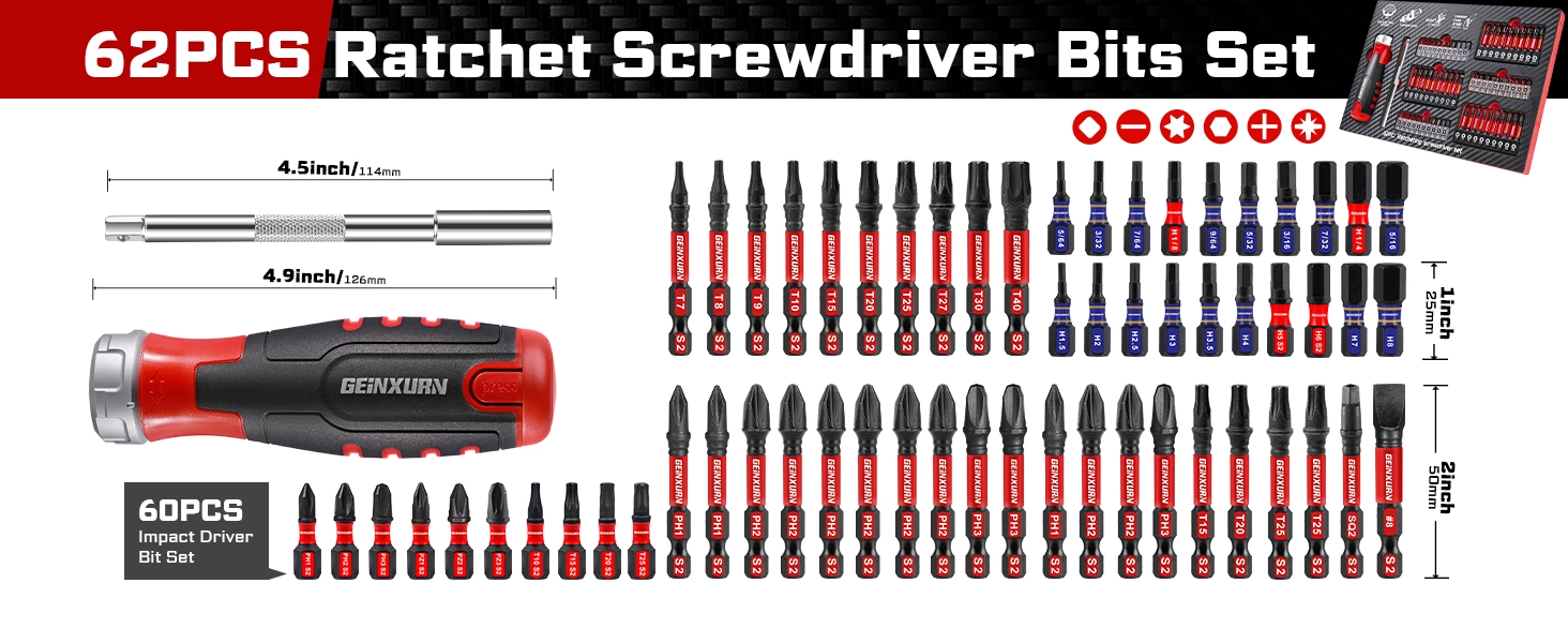 62PCS  Precision Ratchet Pro Screwdriver set  for concrete​